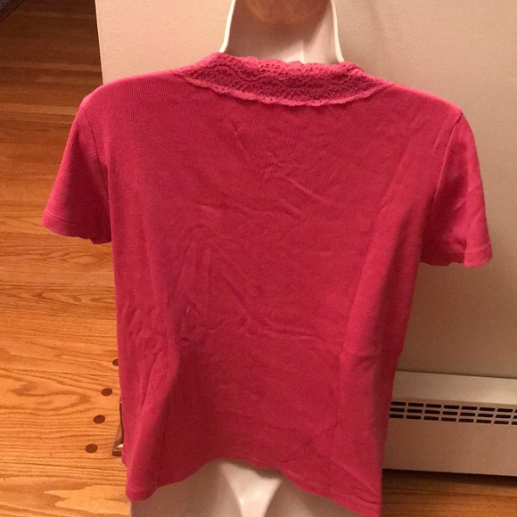 Charter Club size medium s/s pink split neck top - Picture 2 of 4